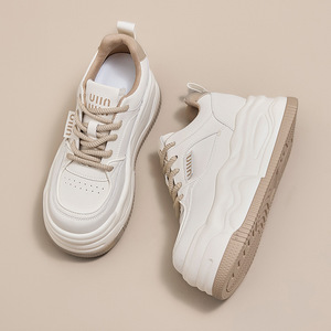 Chaussures pour femmes Nouveautés Printemps 2026 Baskets blanches décontractées à semelle épaisse rehaussante polyvalentes et sportives - Product Image 4