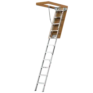 Tangga loteng tangga ekstensi aluminium 10 kaki 7 inci untuk kaki tahan selip dapat disesuaikan kualitas tinggi