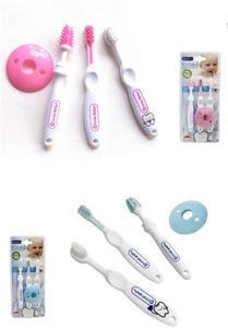 Ensemble de brosses à dents pour bébé en 3 étapes pour nourrissons et tout-petits Brosse à dents en silicone souple pour dents de lait et combinaison de protège-dents - Product Image 3