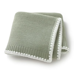 Manta de Bebé Recién Nacido 100% Algodón OEKO Tex, Tejida con Borde de Ganchillo, Suave y Cómoda, Cubierta Tejida para Niños - Product Image 2