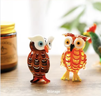 Figurines d'animaux en verre, petite hibou en verre fait main, ornement pour la décoration de la maison, cadeau artisanal, vente en gros
