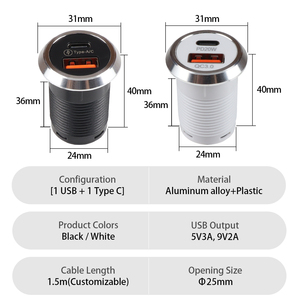 Fynova PD20W Smart Sofa Desktop USB-C USB-A Charge <span class=keywords><strong>rapide</strong></span> Chargeur de meuble en plastique pour la <span class=keywords><strong>maison</strong></span> ou le bureau - Product Image 4