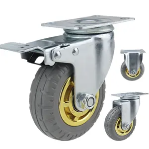 Weihang 5 Inch Elastic Rubber Wheel European Industrial Caster Wheel Roller Bearing Swivel Caster Hand Trolley Caster Wheel