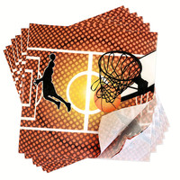 Ensemble de décoration de fête sur le thème du basketball comprenant des assiettes jetables et un décor de gâteau, ensemble de table à manger parfait pour les fêtes d'anniversaire