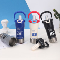 Bouteille d'eau isotherme en acier inoxydable 800 ml (24 oz) avec paille, personnalisable avec logo, sans BPA, toucher doux, pour le sport