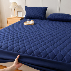 Factory Wholesale <strong>Single</strong> Piece Thickened Quilted Urine Barrier Bed Cover Sheet Simple Solid Color Waterproof Mattress <strong>Protector</strong> - Product Image 3