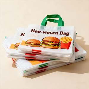 Sac non tissé imprimé Steak Salade Café pour la livraison de diverses spécialités alimentaires, services de restauration, conception pratique - Product Image 2