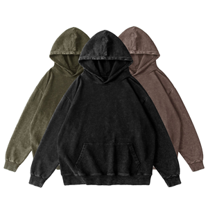 Tùy Chỉnh Người Đàn Ông Của Cổ Điển Axit Rửa Hoodie Mặt Trời Faded Thêu Rửa Áo Len Nặng 420 GSM Drop Vai Bông - Product Image 4