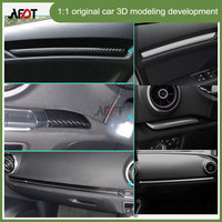 Pour Audi A3 S3 RS3 8V 2012-2020, 3 pièces, garniture de tableau de bord en fibre de carbone véritable, bande décorative pour l'intérieur de la voiture, à coller