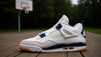 Chaussures de basket-ball unisexes Air 4 Retro SP Autumn Navy en cuir véritable, dessus en mesh, semelle extérieure en caoutchouc, semelle intermédiaire en EVA