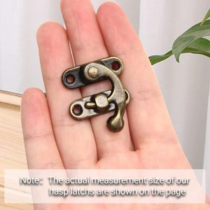 Cierre de cerradura Vintage antiguo, gancho de pestillo derecho, pestillo de brazo oscilante, Pestillos de caja de bronce plateado con tornillos, 10 Uds. - Product Image 4