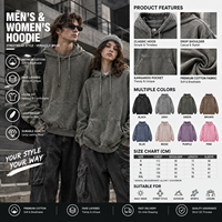 Hoodie Pria Ukuran Besar 100% Katun Vintage Heavyweight Distressed Set Puff Printing Custom Grosir