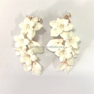 RE4269-pendientes de flor de porcelana romántica para mujer, aretes hechos a mano, accesorios de boda, joyería - Product Image 1