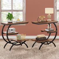 Table d'appoint en bois moderne en forme de C convertible à 3 niveaux Petite table d'appoint pour une utilisation en intérieur dans les petits espaces