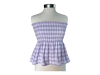 Chemise hawaïenne pour femmes sur mesure, haut plissé avec peplum, tissu élastique, motif floral d'hibiscus, rayures, motif à carreaux, chemises sans manches