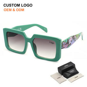 Newest Design Flower Temples Big Rectangle Frame Fashion Sunglasses Custom <b>Shades</b> Plastic Uv400 <b>Sun</b> Glasses Unisex - Product Image 1