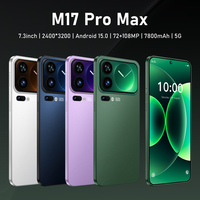 Hot-selling M17 Pro Max Original 7.3-inch 16 GB RAM 1TB Storage Dual SIM Card 5G Android 15 90Hz Smartphone Wholesale Face