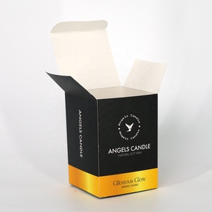 Gold Foil Printed Cardboard Candle <b>Box</b> <b>Foldable</b> Packaging with Glossy & Matt Lamination - Product Image 1
