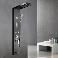 Colonne de douche thermostatique moderne en acier inoxydable avec cascade et pluie, 3 poignées, ensemble de douche pour salle de bain