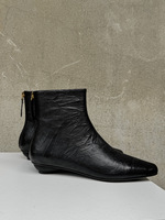 Bottines d'hiver tendance en cuir de vachette avec fermeture éclair, semelle antidérapante carrée, doublure en peau de mouton, semelle intermédiaire en EVA et semelle extérieure en caoutchouc