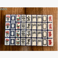 Jeu de Mahjong Classique de Luxe, Tuiles en Acrylique Vintage à Bordure Bleue, Joker Coquille Porte-Bonheur, 160 Tuiles, Mahjong Américain, Divertissement Familial pour les Fêtes