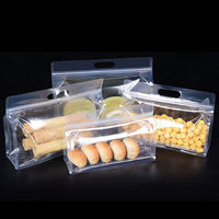Sachet d'emballage alimentaire en plastique transparent imprimé sur mesure, à fond plat, à huit soudures latérales, avec fermeture éclair, de qualité alimentaire