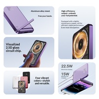 Batterie externe magnétique sans fil PD 22,5 W 20000 mAh, ultra-fine, en alliage transparent, charge rapide, chargeur portable