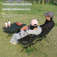 Ensemble de table et de chaises pliantes de camping en alliage d'aluminium 3 pièces, ergonomique, portable, pour pique-nique en plein air avec sac de transport