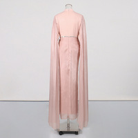 Robe élégante pour femme WIWT avec strass, plissée, manches longues, col montant, transparente, longueur au sol, robes de soirée décontractées pour femmes