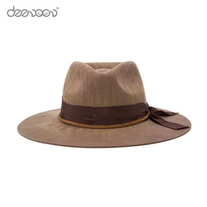 Chapéus tipo fedora para linglong 2022, chapéu de feltro com aba escura e cor escura feita em 100% lã australiana