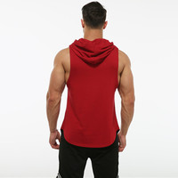 Kustomisasi sublimasi bernapas jaring olahraga pria Singlet lari dengan tudung