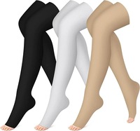 Chaussettes de Compression à bout ouvert pour femmes hommes cuisse haute sur le soutien du genou pour la course voyage bas Logo Position équipage haut meilleur
