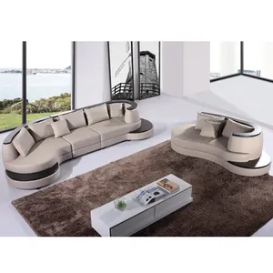 Современный дизайн, белый круглый диван из натуральной кожи для гостиной