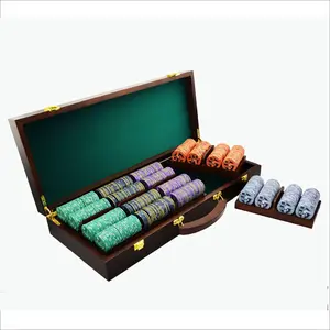 Yüksek kaliteli özel ahşap kutu Poker cips oyun kartı Poker Chips Set kılıfı kutusu