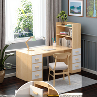 Bureau d'ordinateur en bois avec bibliothèque, bureau multifonctionnel gain de place, style moderne, assemblé