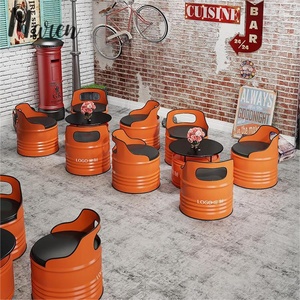 Tavolo <span class=keywords><strong>e</strong></span> <span class=keywords><strong>Sedie</strong></span> da Bar in Acciaio Stile Industriale Creativo a Forma di Barile <span class=keywords><strong>per</strong></span> Hotel, Ristoranti <span class=keywords><strong>e</strong></span> Uso Commerciale - Product Image 1