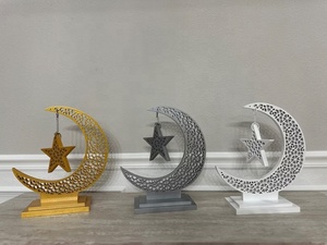 Luna e <span class=keywords><strong>Stella</strong></span> in Legno <span class=keywords><strong>con</strong></span> Luci LED a Batteria, Decorazione Luminosa a Forma di <span class=keywords><strong>Mezzaluna</strong></span> per Ramadan ed Eid - Product Image 2