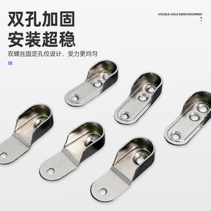 U-Shaped Garment Support Zinc Alloy 2-Hole Flange Wall Mount <b>Wardrobe</b> <b>Hardware</b> - Product Image 1