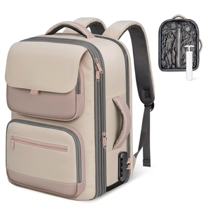 Vacuum Seal Expandable Unisex Microfiber Synthetic Leather <strong>Backpack</strong> Hand Pump Luggage Tag RFID Pocket Compression for <strong>Laptop</strong> - Product Image 2
