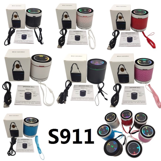 Hot Selling Small Outdoor Boombox S911 BT TWS Speaker Wireless LED Light Portable Mini Speaker Support TF Card FM Radio
