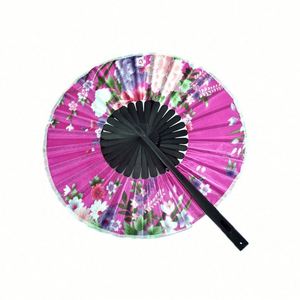 Éventail pliant rond de style japonais avec logo personnalisé imprimé, éventail à main en bambou pour mariage - Product Image 1