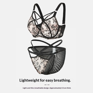 Completo Set Lingerie Sexy Personalizzato per <span class=keywords><strong>Donne</strong></span> Curvy con Copertura Totale e Supporto Push-up per Busto Grande - Product Image 2