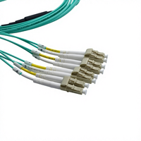 Câble de raccordement fibre optique COMTON 8F MPO Femelle vers Duplex LCx4 Multimode OM4 50um AQUA LSZH/PVC 1m