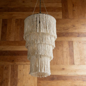 Pantalla <span class=keywords><strong>de</strong></span> Lámpara <span class=keywords><strong>de</strong></span> Macramé Artesanal Tejida a Mano con Borlas en Capas para Espacios <span class=keywords><strong>de</strong></span> Hostelería Costera y Restaurantes junto al Mar - Product Image 6