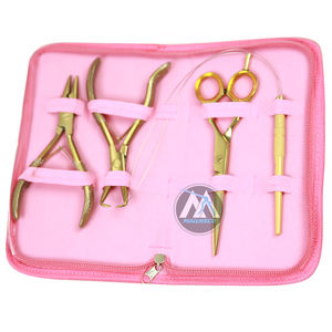 Kit d'outils d'extension de cheveux Extensions de cheveux Micro lien Perle Closer and Remover Pinces et ciseaux de coupe ensemble - Product Image 1