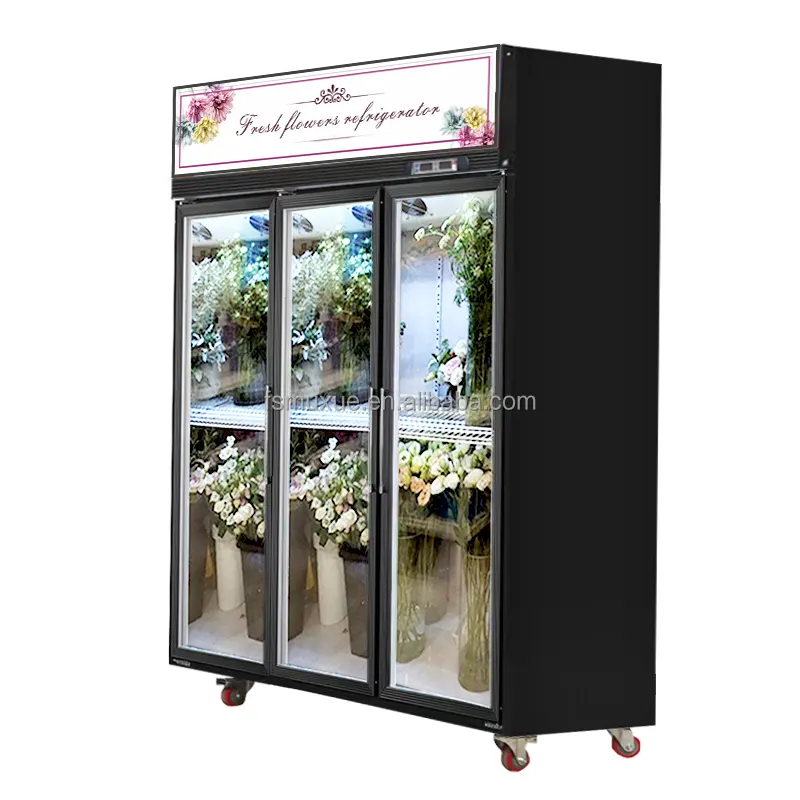 MUXUE 3 Porte In Vetro Fiore di raffreddamento di visualizzazione frigorifero per i fiori frutta e verdura MX-XHG1860F
