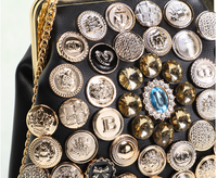 Tas Selempang Wanita Hifashion Vintage Kulit PU Berhias Rantai dan Stud 2025, Tas Tangan Mewah Desainer, Tas Selempang Model Kerang Bahan Poliester