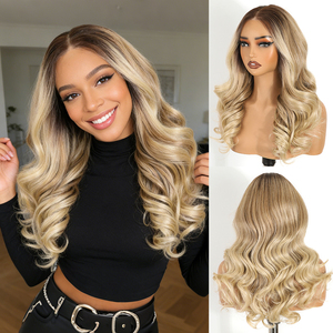 Perruque synthétique FREEDOM Body Wave Lace Front avec dentelle transparente 9x6, pré-épilée, 20 pouces, pré-coupée, pour perruques <span class=keywords><strong>cosplay</strong></span> blondes et brunes - Product Image 2