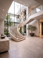 Escalier en colimaçon haut de gamme pour hôtel et villa, finition peinte sur mesure, escalier courbé