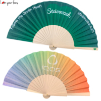 Individuell Bedruckte Faltbare Handfächer 23cm Polyester-Baumwoll-Stoff Holzfächer für Geschenke, Werbegeschenke, Event-Promotion
